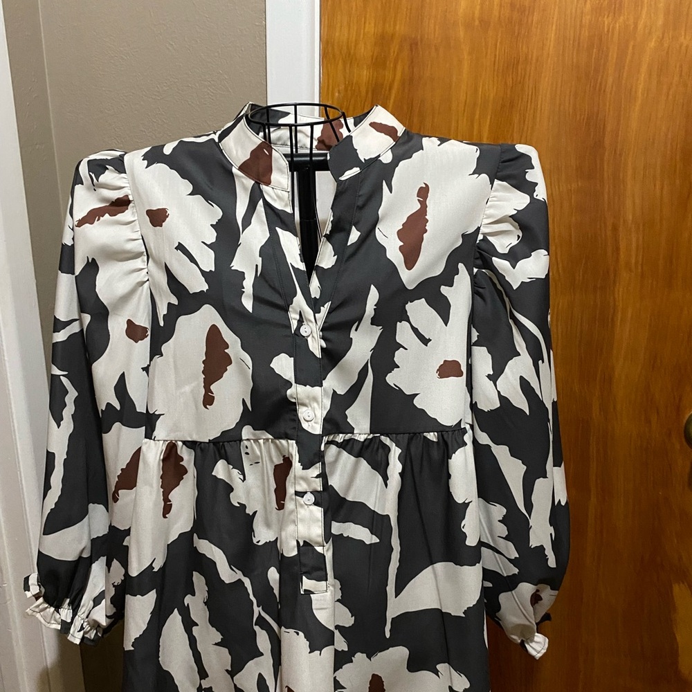 Chic Black and White Button-Up Dress